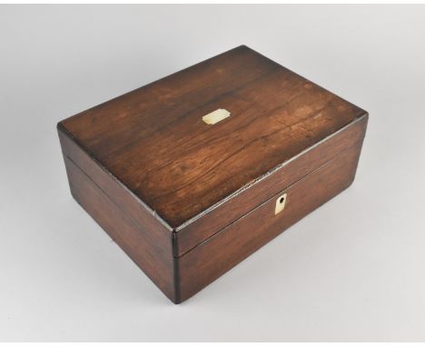 A Late 19th Century Rosewood Ladies Workbox with Hinged Lid to Removable Tray Containing Mother of Pearl Handled Manicure Too