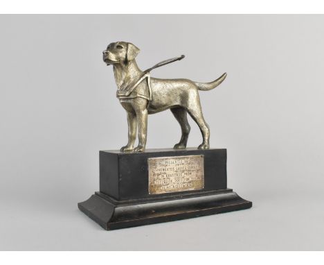A Vintage Presentation Silver Plated Model of a Guide Dog, Awarded to Oakengates Ladies Circle on Ebonised Rectangular Plinth