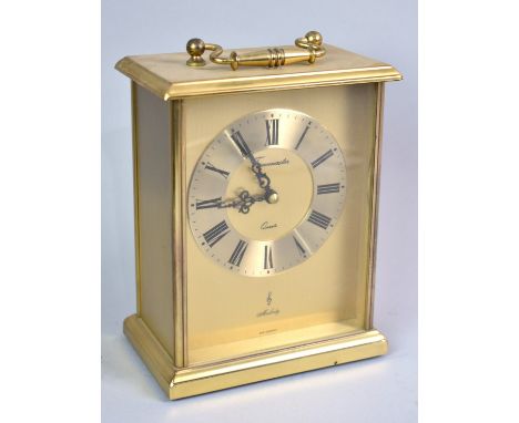 A Mid 20th Century Brass Carriage/Mantel Clock with Quartz Movement, 20cms High