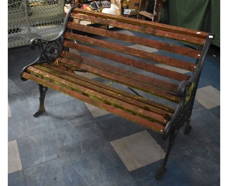 A Cast Metal and Wooden Slatted Garden Bench, (Weathered Condition and in Need of Repair), 116cm wide