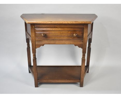 A Mid 20th Century Oak Credence Side Table with Single Drawer, Stretcher Shelf, 80cms Wide