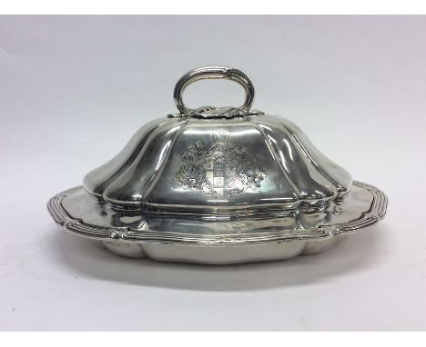 PAUL STORR: A large rare silver tureen and cover, the domed lid double crested on reeded base. Marked to handle, lid and base