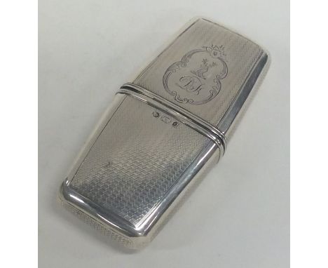 A good Victorian silver engine turned cheroot case with crested decoration. Birmingham. By AD. Approx. 112 grams. Est. £150 -