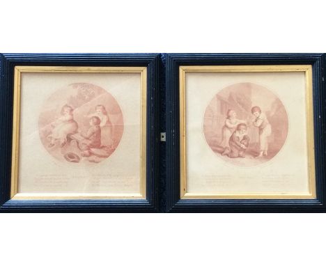 A pair of framed and glazed Francis Wheatley lithograph prints depicting children playing. Est. £20 - £30.