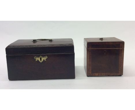 A rosewood mounted money box together with a tea caddy etc. Est. £20 - £30.