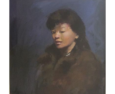 ROBERT O. LENCIEWICZ (1941 - 2002): A black framed and glazed head and shoulders portrait of Belinda Nash. OIl on canvas. App