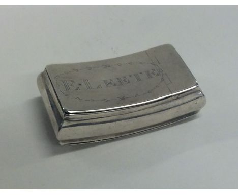 A rare rectangular shaped silver snuff box with gilt interior. Birmingham. By WP. Approx. 37 grams. Est. £150 - £200.