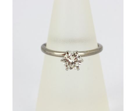 An 18ct white gold solitaire ring set with a brilliant cut diamond, ring size N. approx. 0.50ct.