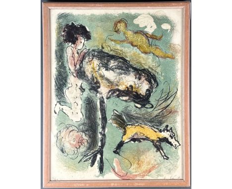 An interesting pencil signed limited edition 7/10 lithograph, frame size 32 x 41cm.