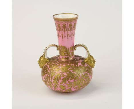 A fine 19th century gilt decorated Derby porcelain vase H. 15cm, circa 1877.