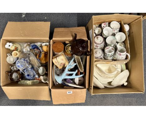 Three boxes of good mixed ceramic and other items.
