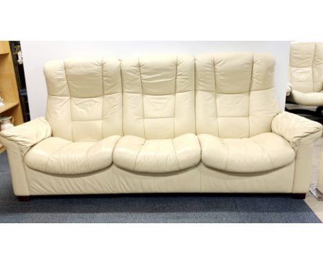 A Stressless Ekornes individual reclining three seater settee/ sofa, L. 230cm H. 103cm.