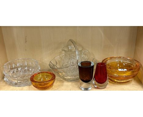 A group of good mixed glassware including Rosenthal amber and clear glass bowl, Dia. 20cm.