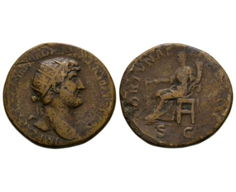 119-121 AD. Rome mint. Obv: IMP CAESAR TRAIAN HADRIANVS AVG PM TRP COS III legend with radiate head right. Rev: FORTVNAE REDV