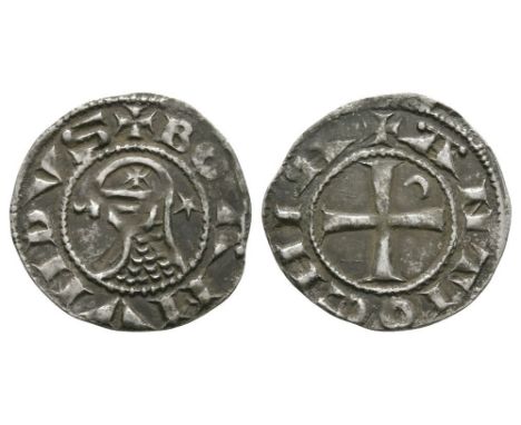 1233-1251 AD. Class O. Obv: profile bust with crescent left and star right with +BOAMVNDVS legend. Rev: cross with crescent i