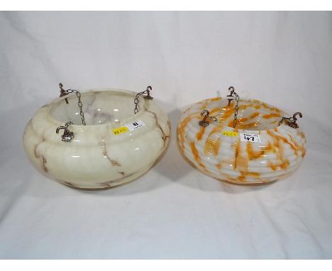 Two vintage glass ceiling lamp shades (2)