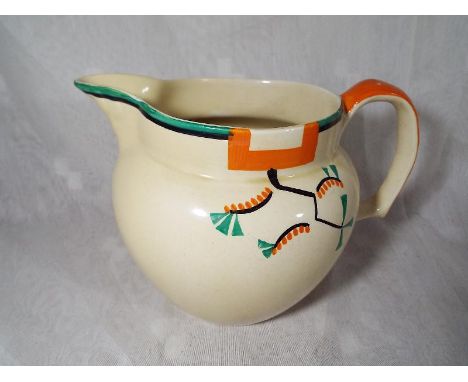 A Clarice Cliff large water / milk jug decorated in the Ravel pattern, 14.5 cm (high) - Est £60 - £80