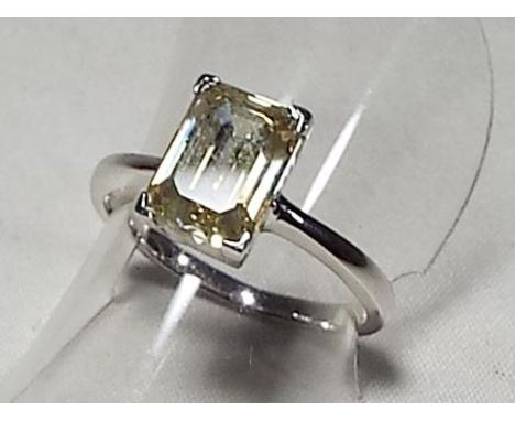 A lady's emerald cut diamond ring set in white gold, 2.54 carat single stone, SI clarity, size N, Est £1400.00 to £1800.00 