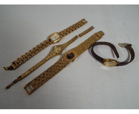 A collection of  lady's wristwatches to include a yellow metal Rotary wristwatch marked verso, 150, a Sekonda, a Limit and si