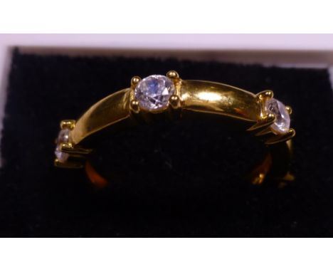 Silver CZ gold plated ring, size L