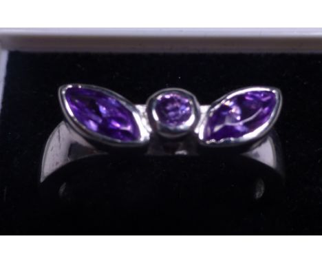 Silver amethyst ring, size N