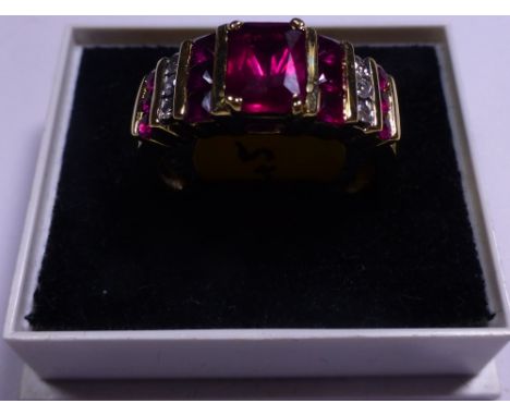 18ct gold ruby and diamond ring, ruby approximately 1.00ct, size N, RRP £1500