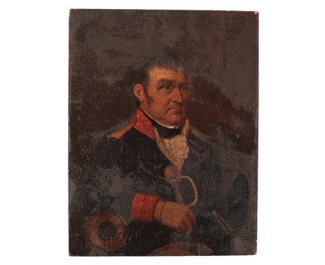 ASCRIBED TO MATTHEW HAUGHTON (1772-1848) A portrait of Benjamin Danford inscribed verso, oil on bevelled board, unframed, 21c
