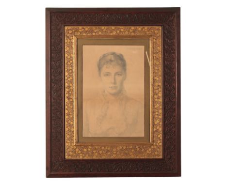 FRANK MILES (1852-1891) A portrait of Mrs Wreford Paddon depicted bust-length, signed lower right, titled upper right, pencil