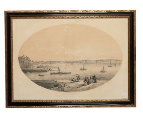 DORSET INTEREST: TWO VIEWS OF WEYMOUTH 'Weymouth & Entrance to Harbour' lithographed by Newman & Co., publ. R. H. Croyden of 