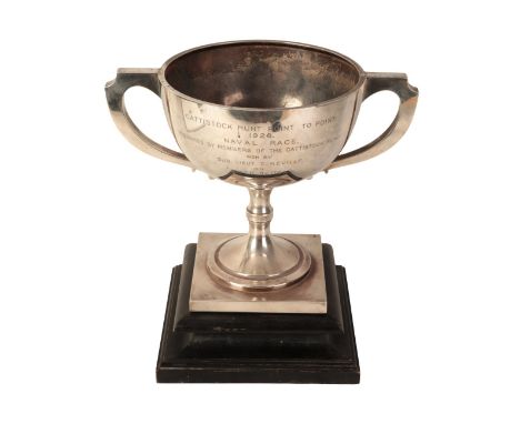 A SILVER HORSE RACING TROPHY AWARDED TO THE WINNER OF THE CATTISTOCK HUNT POINT TO POINT 1926 NAVAL RACE Birmingham, 1923, ma