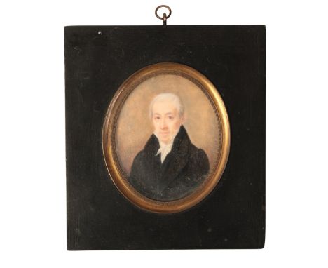 A WILLIAM IV PORTRAIT MINIATURE painted on ivory, depicting an elderly gentleman, inscribed in French to the reverse and date