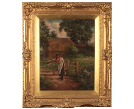 WILLIAM JOSEPH CARROLL (1842-1902) 'By the Duck Pond' and 'At the Farm Gate' both signed 'WJ Carroll' lower left, oils on can
