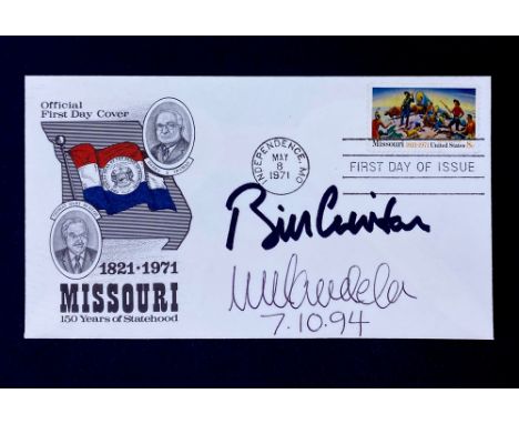 Nelson Mandela (1918-2013) &amp; Bill Clinton (b. 1946). Autographs, individually signed on a commemorative First Day Cover (