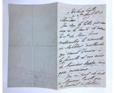 Arthur Wellesley, Duke of Wellington (1769-1852). Autograph letter signed, "Wellington Prince de Waterloo", to M. Stoel, coun