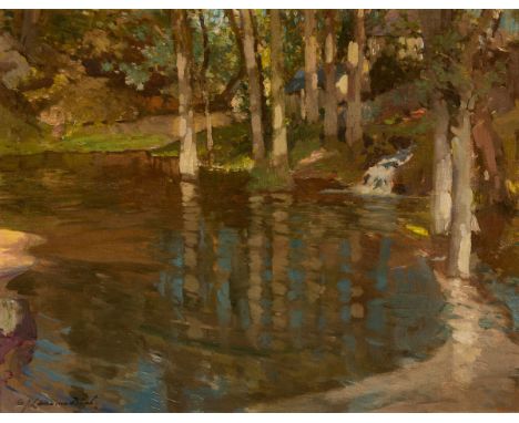 Samuel John Lamorna Birch RA RWS,&nbsp;British 1869-1955 -&nbsp;The Wild Bird Pool;&nbsp;oil on canvas, signed lower left 'S.