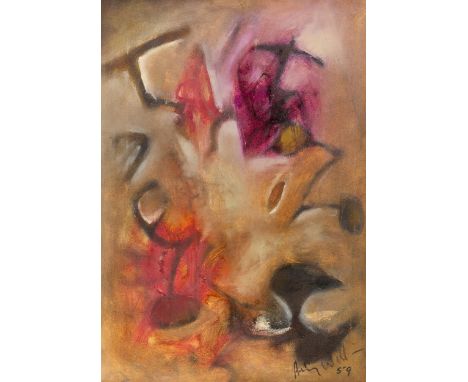 Aubrey Williams,Guyanese/British 1926-1990 -&nbsp;Myth Dream, 1959;&nbsp;oil and mixed media on canvas, signed, dated and tit