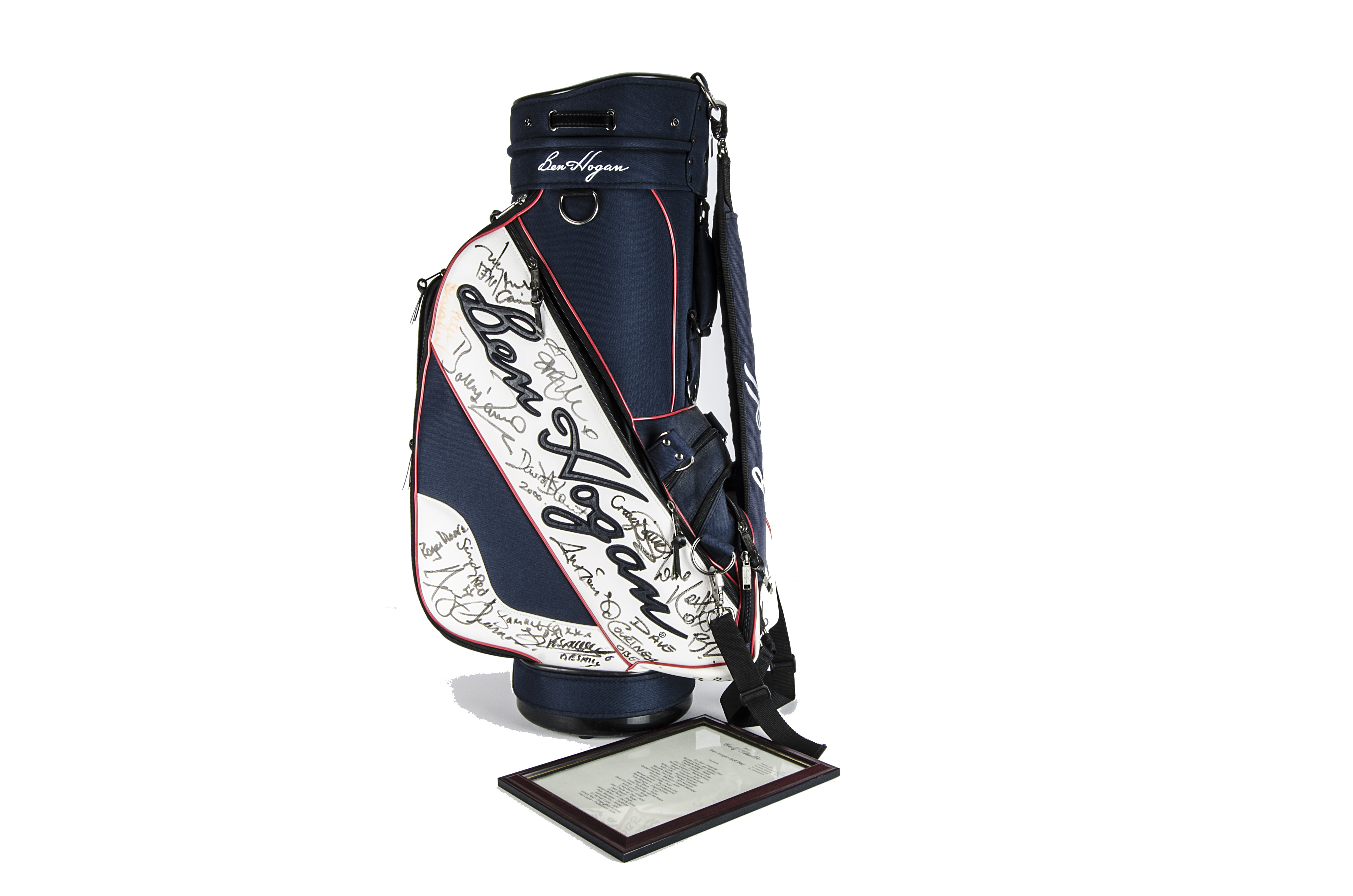 Autographed Golf Bag, a brand new Ben Hogan golf bag that was situated in the British Airways Lou