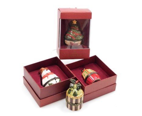 Four Villeroy and Boch Christmas enamel boxes, three boxed. 