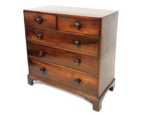 A William IV mahogany chest of two short over three long graduated drawers, raised on bracket feet, 108cm high, 108cm wide, 5
