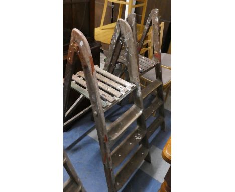 Two Vintage Four-Step Step Ladders 