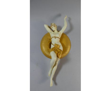 A Ceramic Wall Hanging Study of a Nude Maiden with Arm Uplifted, 42cm High, Some loss 