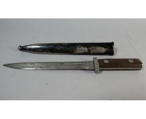 A Bayonet with Unrelated Metal Scabbard, Total Length 31.5cm 