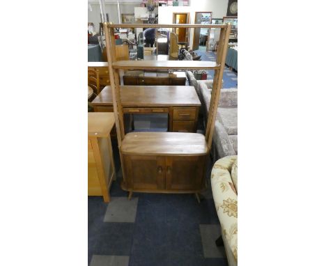 A Vintage Cut Down Ercol Room Divider with Cupboard Base and Adjustable Shelf, 83cm Wide 