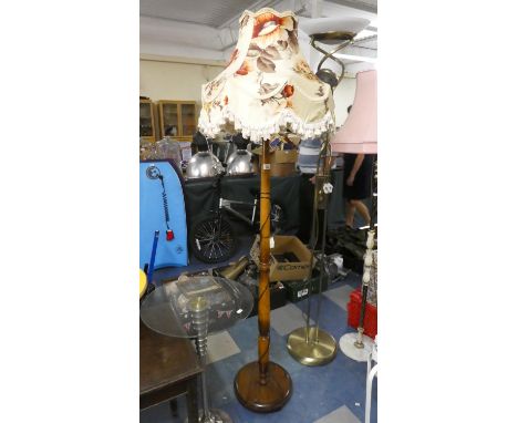 A Turned Standard Lamp with Shade 