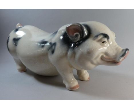 A Large Ceramic Study of a Vietnamese Pot Bellied Pig, 61cm Long 