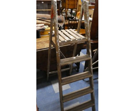 A Vintage Five-step Wooden Step Ladder 