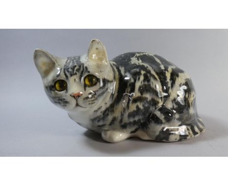 a Winstanley Ceramic Cat Ornament with Glass Eyes, 28cm long 