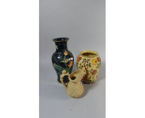 A Decorated Oriental Ceramic Vase, Woods Indian Tree Vase and Salt Glazed Tavern Jug 