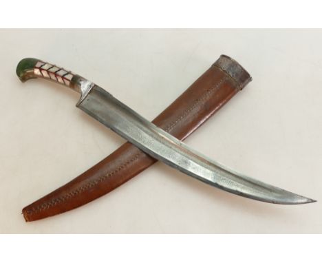 Indo Persian Islamic dagger Pesh Kabz: North India 19th century with sturdy, slightly curved single edged steel blade with fu