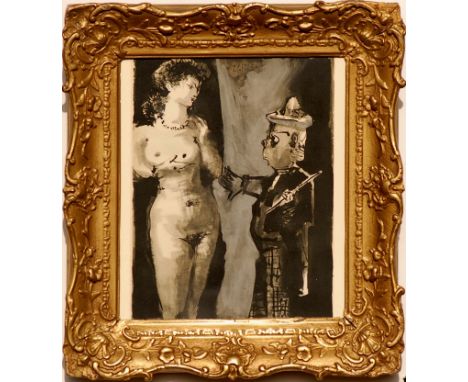 PABLO PICASSO 'Model and painter', lithograph 1954, printed by Mourlot Freres, 34cm x 26cm, framed and glazed. 